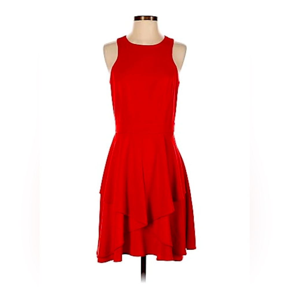 ADELYN RAE A-line crew neck ruffle dress size:XS